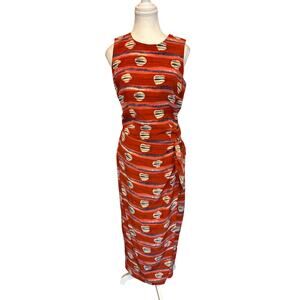 Maggy London | 100% Silk Red Wrap Sleevless Midi Dress | 4